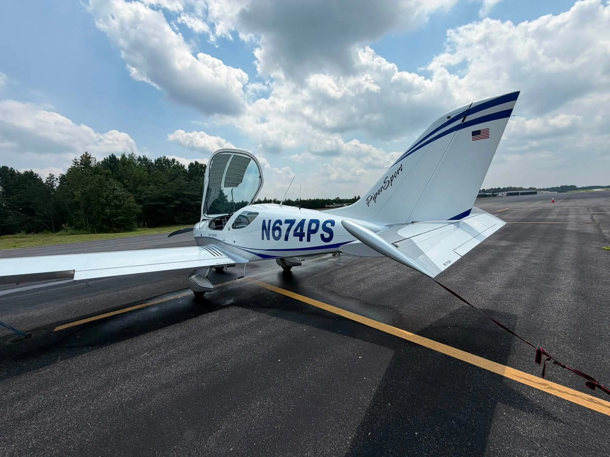 Light aircraft parked on the ramp after aircraft detailing in the Birmingham, Alabama area