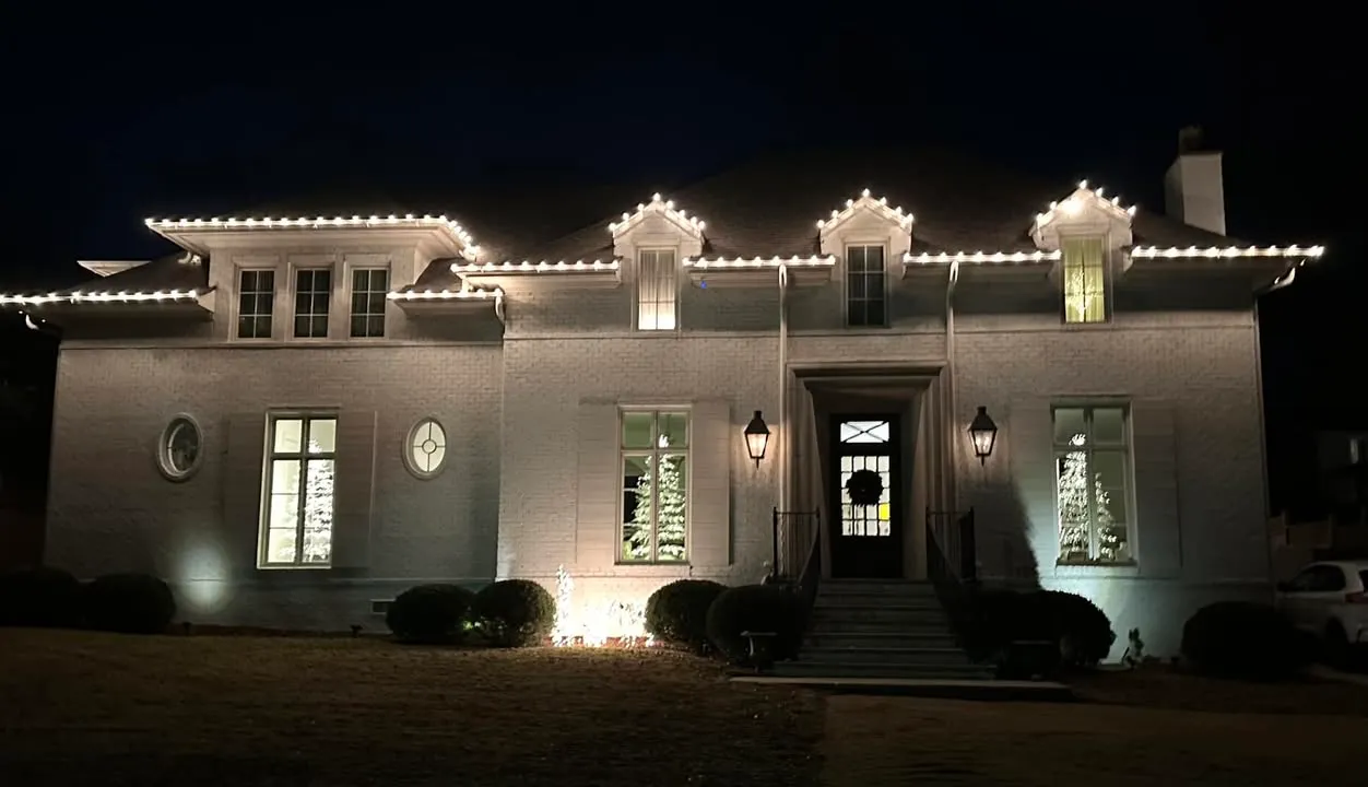 Completed roofline lighting installation